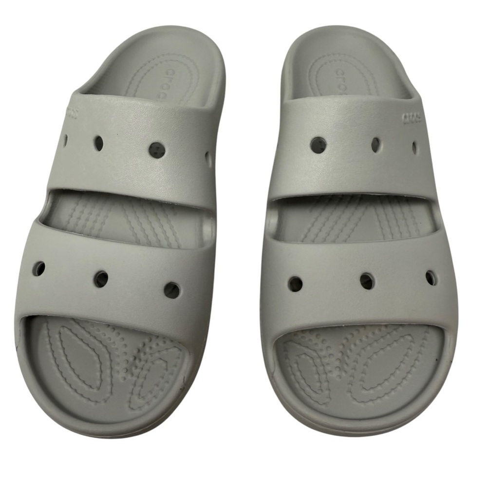 Crocs Womens size 7 Classic Slide Sandals silver gray slip on shoes double strap